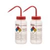 2PK Wash Bottle For Acetone, 500ml - Labeled With Color Coded Chemical & Safety Information (4 Colors) - Wide Mouth, Self Venting, Low Density Polyethylene -