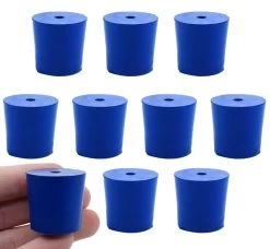 10PK Neoprene Stoppers, 1 Hole - ASTM - Size: #5 - 23mm Bottom, 27mm Top, 25mm Length