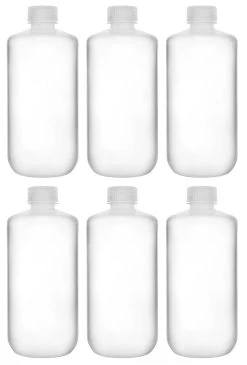 6PK Reagent Bottles, 500ml - Narrow Neck With Screw Cap - Polypropylene