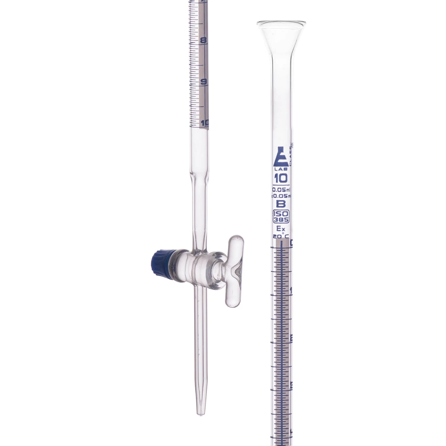 Burette, 10mL - Class B - With Pinch Clip - Borosilicate Glass 1 Burette, 10mL - Class B - With Pinch Clip - Borosilicate Glass
