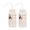 2PK Wash Bottle For Distilled Water, 500ml - Labeled With Color Coded Chemical & Safety Information (4 Colors) - Wide Mouth, Self Venting, Low Density Polyethylene -