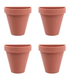 PotBuddy Magnetic Plant Pots, 4pcs - For Fridge, Whiteboard, Window - Terracotta Color - Includes Adhesive Mounting Discs