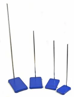 8 Piece Set - Rectangular Retort Base & Rod Set, Various Sizes - Cast Iron & Stainless Steel