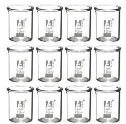 12PK Beakers, 10ml - Low Form - Ungraduated - Borosilicate Glass