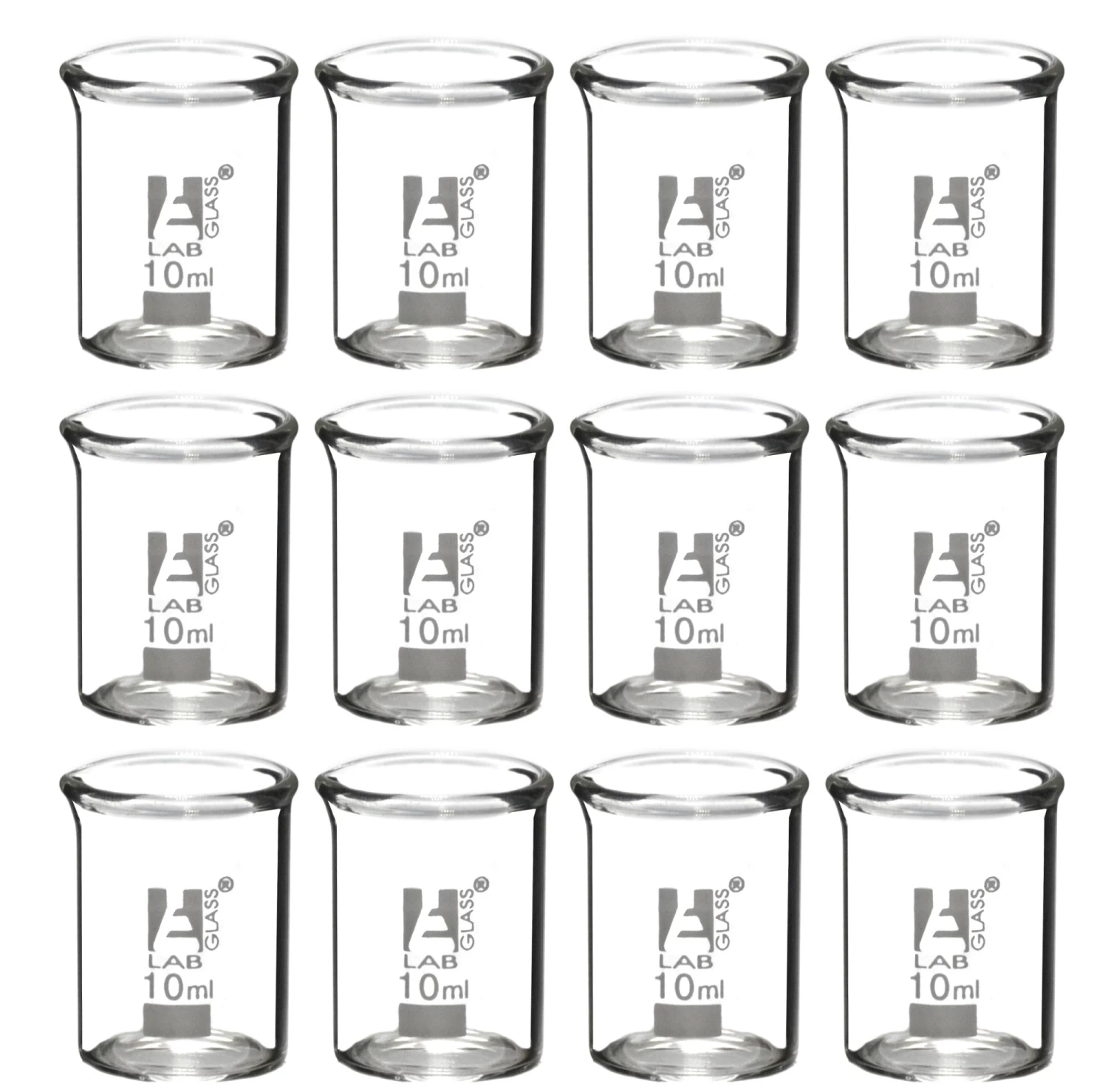 12PK Beakers, 10ml - Low Form - Ungraduated - Borosilicate Glass 1 12PK Beakers, 10ml - Low Form - Ungraduated - Borosilicate Glass