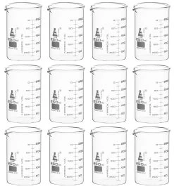 12PK Beakers, 250ml - ASTM - Low Form - Graduated - Borosilicate Glass