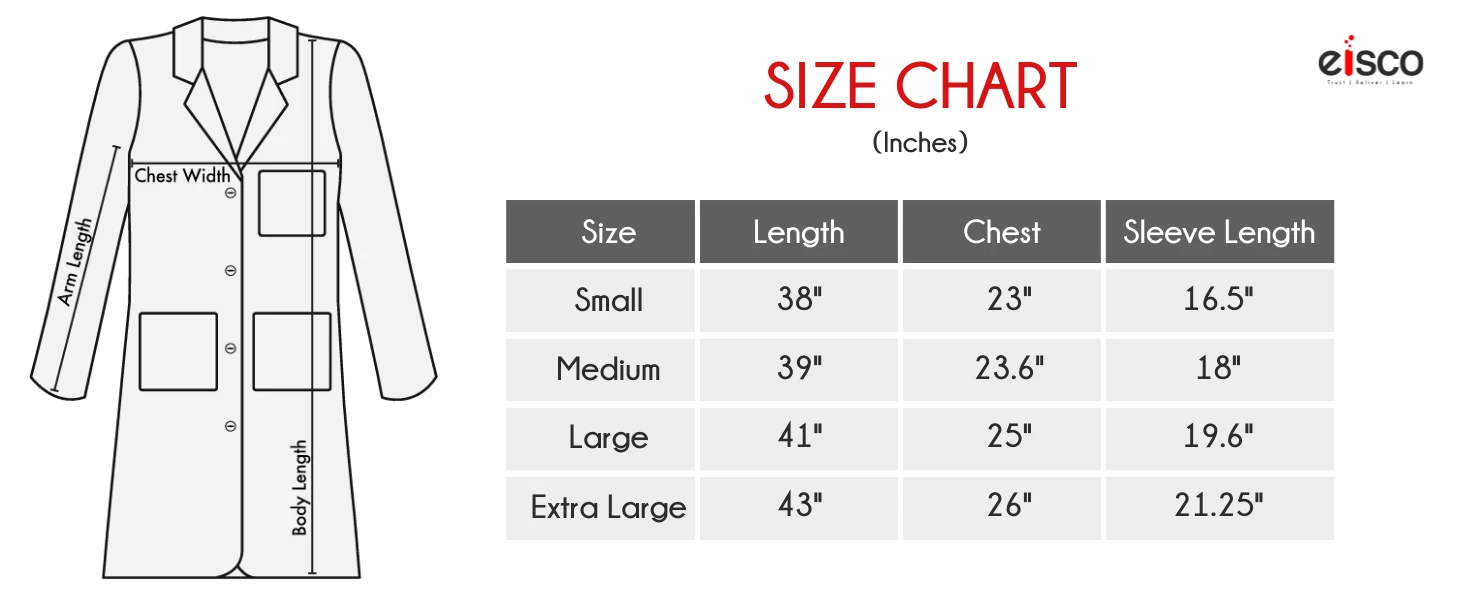 Laboratory Coat - Medium - Polyester / Cotton Drill, Long Sleeves, 3 Large Pockets - Navy Blue 4 Laboratory Coat - Medium - Polyester / Cotton Drill, Long Sleeves, 3 Large Pockets - Navy Blue - Image 4