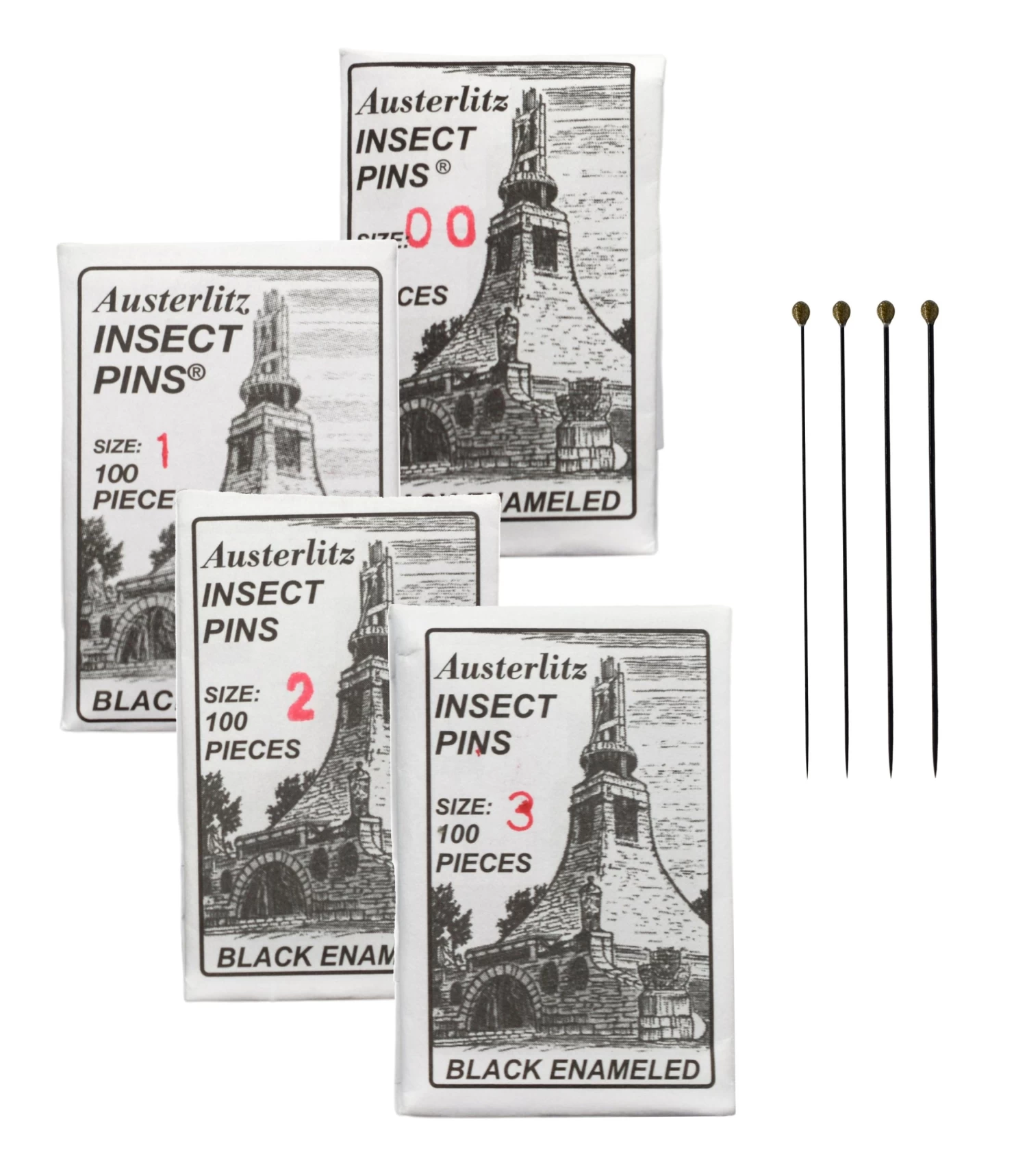400ct Premium Insect Entomology Dissection Pins, Multi Pack Set - 100 Each Of Sizes 00, 1, 2, 3 - Museum Grade 1 400ct Premium Insect Entomology Dissection Pins, Multi Pack Set - 100 Each Of Sizes 00, 1, 2, 3 - Museum Grade