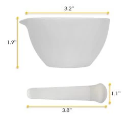 Mortar & Pestle, 60mL - 80mm - Porcelain, Unglazed Grinding Surface -Laboratory Instrument Store pqyaezbxuxnb2zrquf93