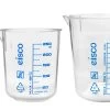 5 Piece Beaker Set, TPX Plastic - 50ml, 100ml, 250ml, 600ml & 1000ml - Screen Printed Graduations - With Spout
