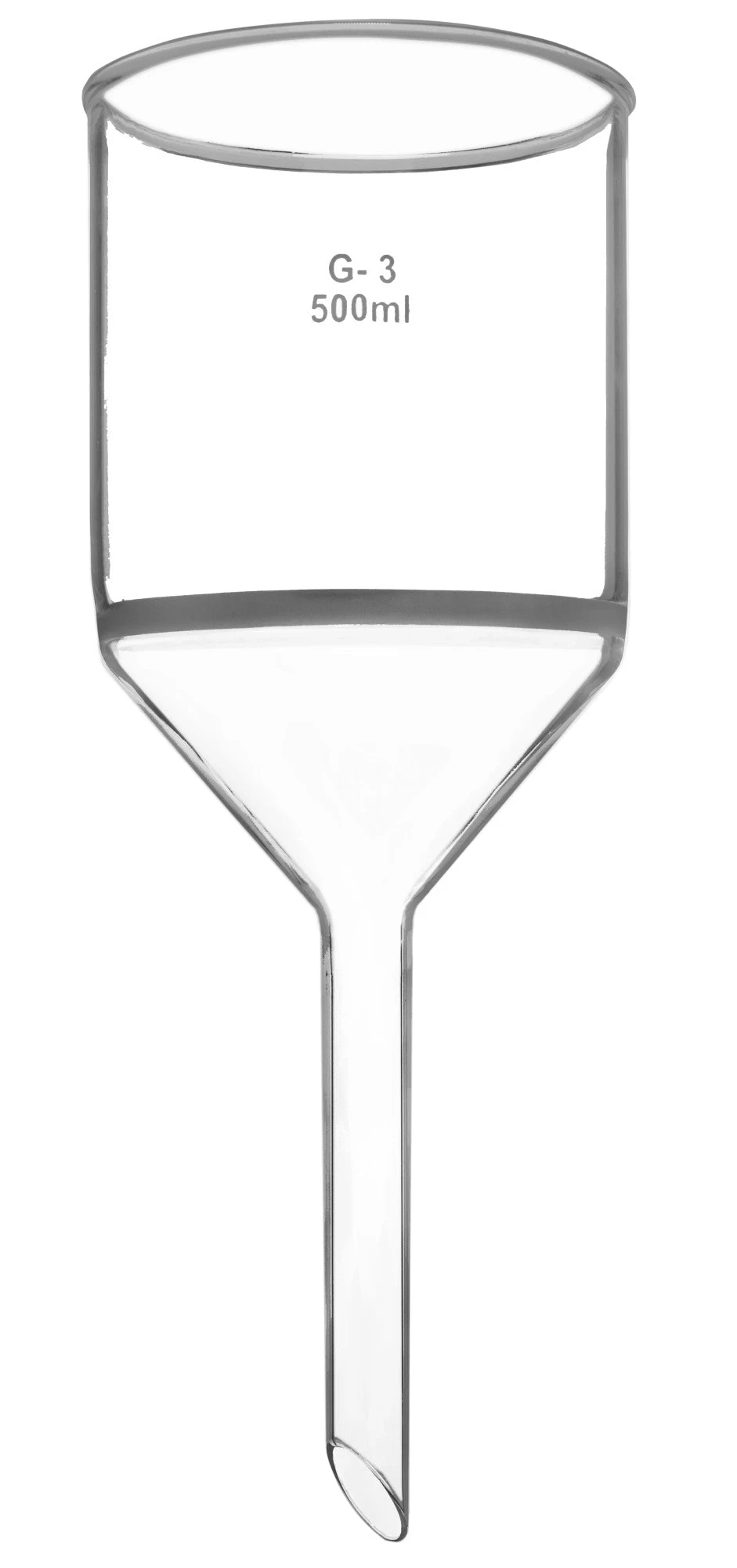 Buchner Funnel, 500mL - With G3 Porosity Sintered Disc - Plain Stem, 16mm - Borosilicate Glass 1 Buchner Funnel, 500mL - With G3 Porosity Sintered Disc - Plain Stem, 16mm - Borosilicate Glass
