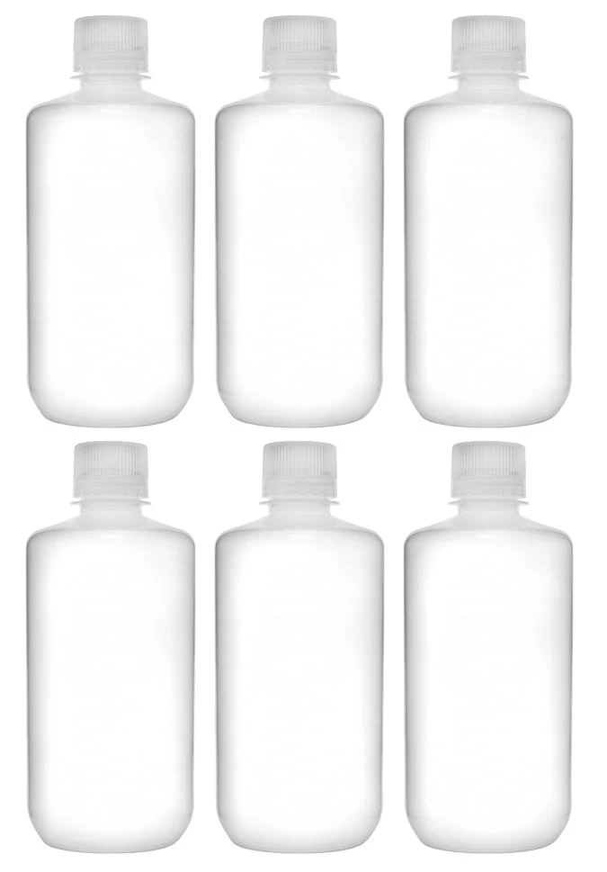 6PK Reagent Bottles, 1000ml - Narrow Neck With Screw Cap - Polypropylene 1 6PK Reagent Bottles, 1000ml - Narrow Neck With Screw Cap - Polypropylene