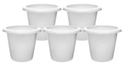Plant Nursery Pots, 11" Tall - Pack Of 5 - Polypropylene - Downward Extended Rim - Drillable Drain Holes