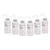 6PK Wash Bottle For Distilled Water, 1000ml - Color Coded Chemical & Safety Information (2 Color)- Wide Mouth, Self Venting, Low Density Polyethylene - Performance Plastics By