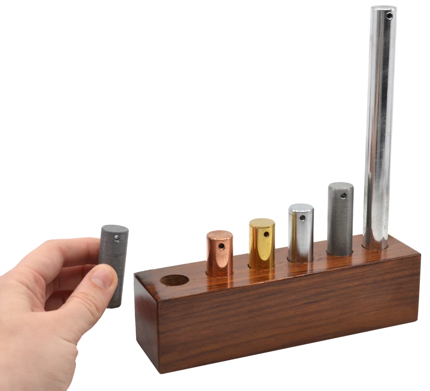 6 Piece Equal Mass Metal Cylinder Set - Includes Copper, Lead, Brass, Zinc, Iron & Aluminum 2 6 Piece Equal Mass Metal Cylinder Set - Includes Copper, Lead, Brass, Zinc, Iron & Aluminum - Image 2