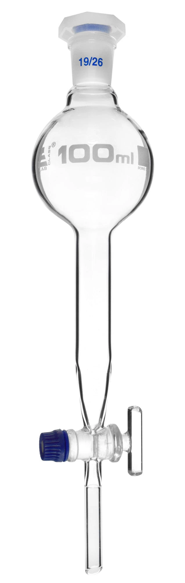 Dropping Funnel, 100mL - Gilson - With 19/26 Plastic Stopper & Glass Key Stopcock - Borosilicate Glass 1 Dropping Funnel, 100mL - Gilson - With 19/26 Plastic Stopper & Glass Key Stopcock - Borosilicate Glass