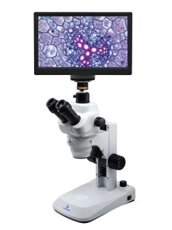 Digital Stereo Microscope With Camera & Monitor, 3079-HDS - 8-35X Zoom Magnification - 1080p HD Resolution - 5 MP Image & 15 FPS Video Capture - HDMI/USB 2.0 Outputs