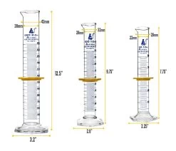 Premium Graduated Cylinder Set - 50mL, 100mL & 250mL - ASTM Class A - Protective Collars - Hexagonal Base - Blue Graduations - Borosilicate Glass 10 Premium Graduated Cylinder Set - 50mL, 100mL & 250mL - ASTM Class A - Protective Collars - Hexagonal Base - Blue Graduations - Borosilicate Glass -Laboratory Instrument Store s7wevbotiuifxvpvcx2n