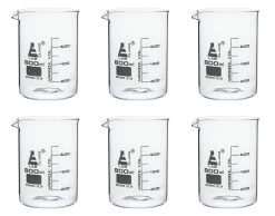 6PK Beakers, 800ml - Low Form - Graduated - Borosilicate Glass