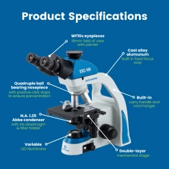 Microscope EXC-103 - Trinocular Head, 40-1000X Magnification, Achromat Objectives, Mechanical Stage, Iris Diaphragm, Cordless LED Illumination -Laboratory Instrument Store sghwzeneuijfnfwtqomm