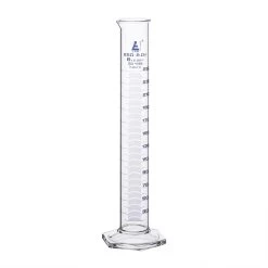 Graduated Cylinder, 250ml - Class B - Blue Graduations - Hexagonal Base
