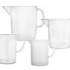 4PK Measuring Jugs, 250ml, 500ml, 1000ml, 2000ml - Polypropylene, Raised Graduations