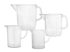 4PK Measuring Jugs, 250ml, 500ml, 1000ml, 2000ml - Polypropylene, Raised Graduations