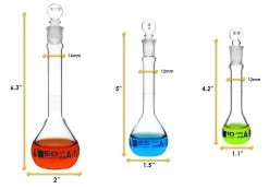 Premium Volumetric Flask Set - 10ml, 25ml & 50ml - Class A, ASTM E288 - Superior Durability & Chemical Resistance - Glass Penny Stoppers - Borosilicate 3.3 Glass - 9 Premium Volumetric Flask Set - 10ml, 25ml & 50ml - Class A, ASTM E288 - Superior Durability & Chemical Resistance - Glass Penny Stoppers - Borosilicate 3.3 Glass - -Laboratory Instrument Store tjqpznuzun7deuiumhqc