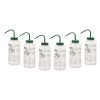 6PK Wash Bottle For Methanol, 1000ml - Labeled With Color Coded Chemical & Safety Information (2 Color)- Wide Mouth, Self Venting, Polypropylene - Performance Plastics By
