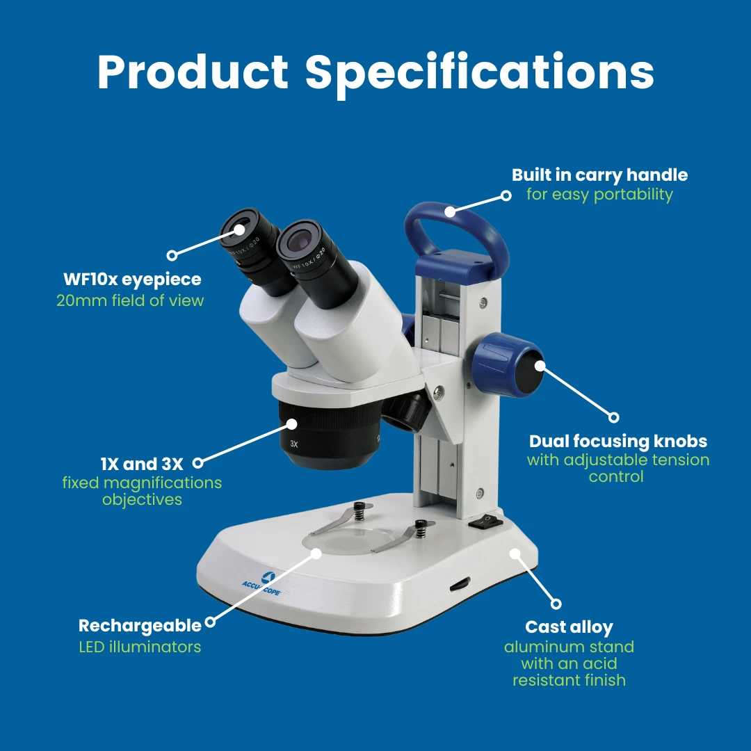 Stereo Microscope EXS-210-13 - 10X/30X Fixed Magnifications - 3 Way Cordless LED Illumination 2 Stereo Microscope EXS-210-13 - 10X/30X Fixed Magnifications - 3 Way Cordless LED Illumination - Image 2