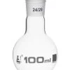 Boiling Flask With 14/29 Joint, 100ml Capacity, Flat Bottom, Interchangeable Screw Thread Joint, Borosilicate Glass -