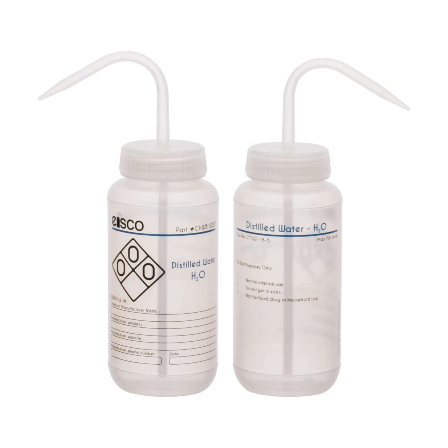 Wash Bottle For Distilled Water, 500ml - Labeled With Color Coded Chemical & Safety Information (2 Color)- Wide Mouth, Self Venting, Low Density Polyethylene - 3 Wash Bottle For Distilled Water, 500ml - Labeled With Color Coded Chemical & Safety Information (2 Color)- Wide Mouth, Self Venting, Low Density Polyethylene - - Image 3