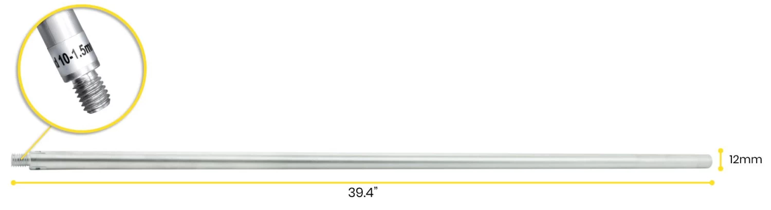 Retort Stand Rod, 39.5" (100cm) - Aluminum - 10 X 1.5mm Thread 3 Retort Stand Rod, 39.5" (100cm) - Aluminum - 10 X 1.5mm Thread - Image 3