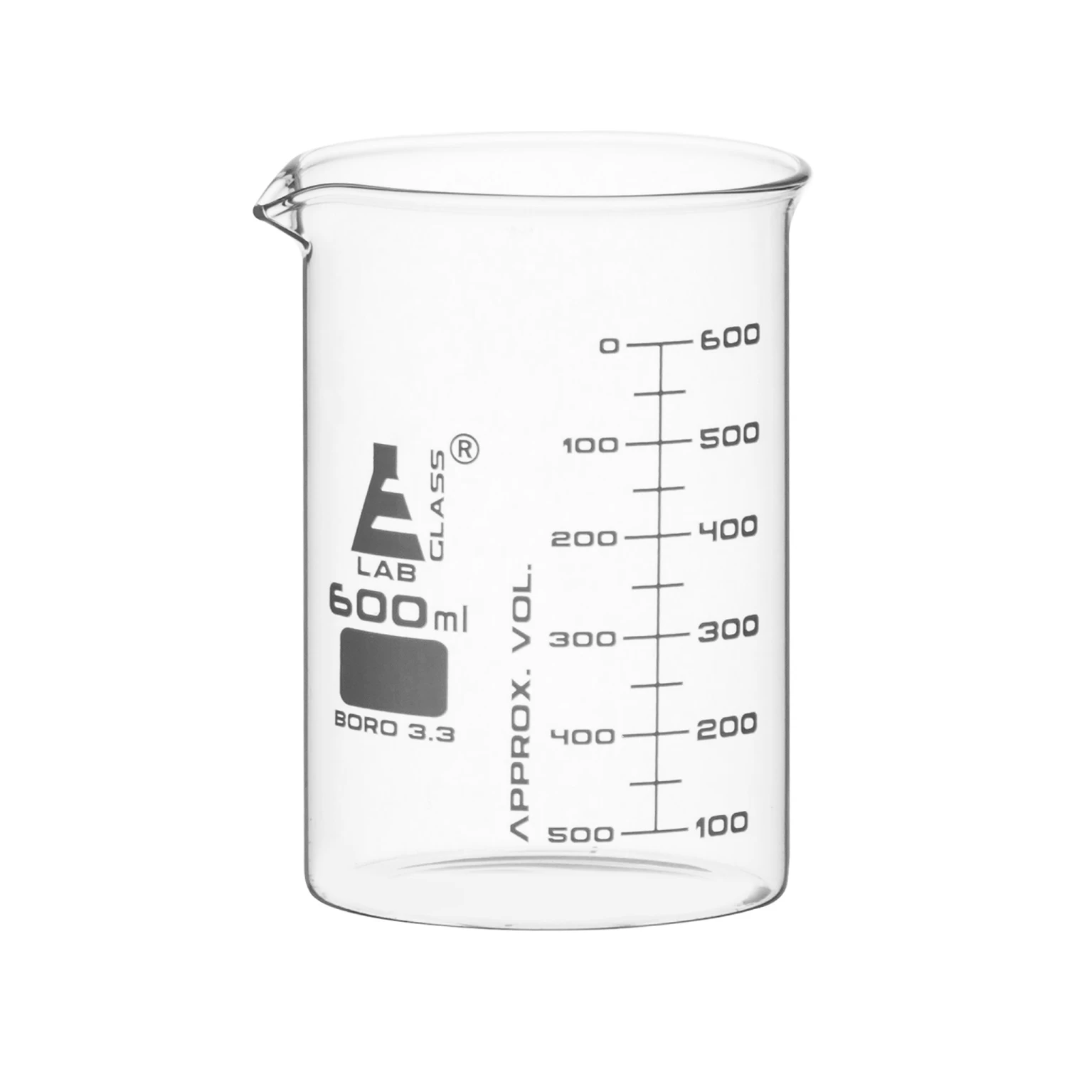 Beaker, 600ml - ASTM - Low Form - Graduated - Borosilicate Glass 1 Beaker, 600ml - ASTM - Low Form - Graduated - Borosilicate Glass