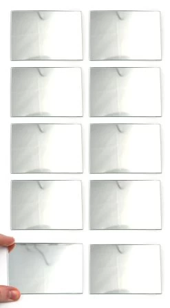 10 Pack Rectangular Plano Glass Mirror, 4" X 3" - 2.5mm Thick Approx. -