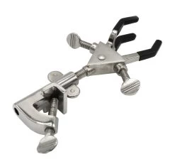 Universal Retort Clamp - 3 Vinyl Coated Prongs, Double Adjustable -