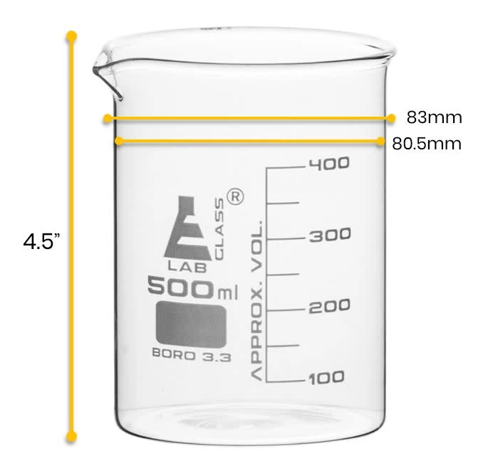 Beaker, 500ml - Low Form - Graduated - Borosilicate Glass 3 Beaker, 500ml - Low Form - Graduated - Borosilicate Glass - Image 3