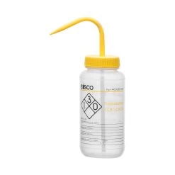 Wash Bottle For Isopropanol, 500ml - Labeled With Color Coded Chemical & Safety Information (2 Color)- Wide Mouth, Self Venting, Low Density Polyethylene -