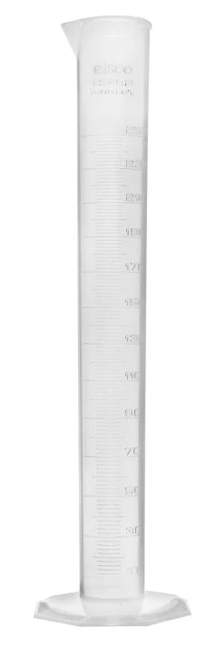 Graduated Cylinder, 250mL - Class B - Hexagonal Base - Raised Graduations - Polypropylene Plastic