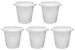Plant Nursery Pots, 6.25" Tall - Pack Of 5 - Polypropylene - Downward Extended Rim - Drillable Drain Holes