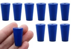 10PK Neoprene Stoppers, 1 Hole - ASTM - Size: #0 - 13mm Bottom, 17mm Top, 25mm Length