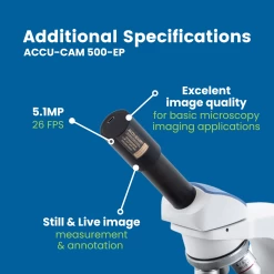 Digital Microscope With Eyepiece Camera, EXM-150-EP - Monocular Head, 40-400X Magnification, Cordless LED Illumination - 5.1 MP Image & 26 FPS Video Capture - USB 2.0 Output -Laboratory Instrument Store wd31nbj1xyimvdh5yaa6