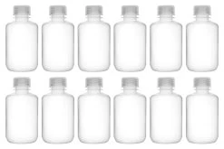 12PK Reagent Bottles, 125ml - Narrow Neck With Screw Cap - Polypropylene