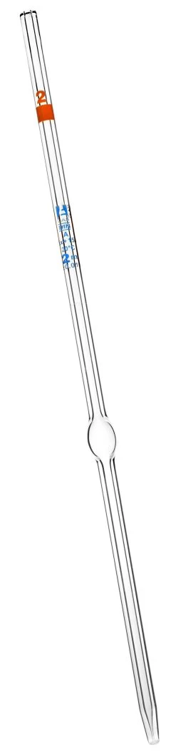 Volumetric Pipette, 2.0mL - Class A - Orange Coded - Blue Graduation - Borosilicate Glass
