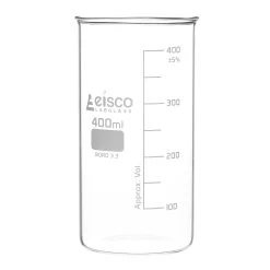 Beaker, 400mL - Berzelius Tall Form, No Spout - Graduated - Borosilicate Glass