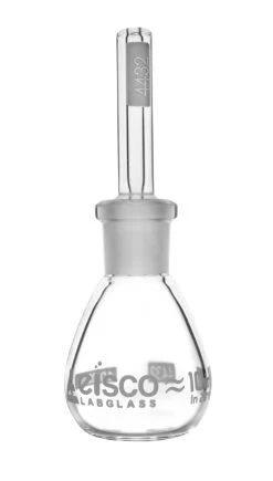 Pycnometer, Calibrated, 10mL - Flat Bottom & Perforated Stopper - Borosilicate Glass