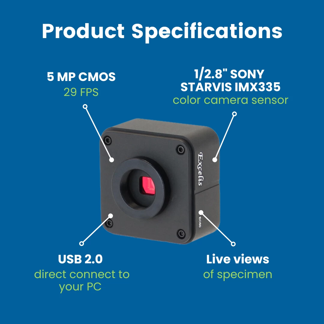 Microscope Camera, Excelis EC50 - 5 MP Image & 29 FPS Video Capture - USB 2.0 Output 3 Microscope Camera, Excelis EC50 - 5 MP Image & 29 FPS Video Capture - USB 2.0 Output - Image 3