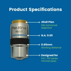 Microscope Objective, 40xR DIN Plan Achromat - FitsEXC-120 Series Microscopes