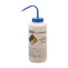 Wash Bottle For Sodium Hypochlorite (Bleach), 1000ml - Color Coded Chemical & Safety Information (4 Colors) - Wide Mouth, Self Venting, Low Density Polyethylene - Performance Plastics By