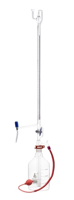 Automatic Zero Burette, 50mL - Class A - With Intermediate Stopcock & Schellbach Stripe - Borosilicate Glass